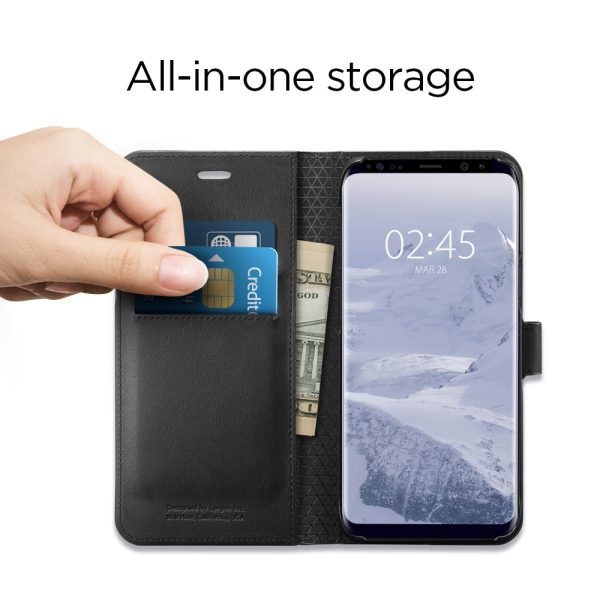 Samsung Galaxy S9 Plus Spigen Original Wallet S Flip Cover Case  - Black