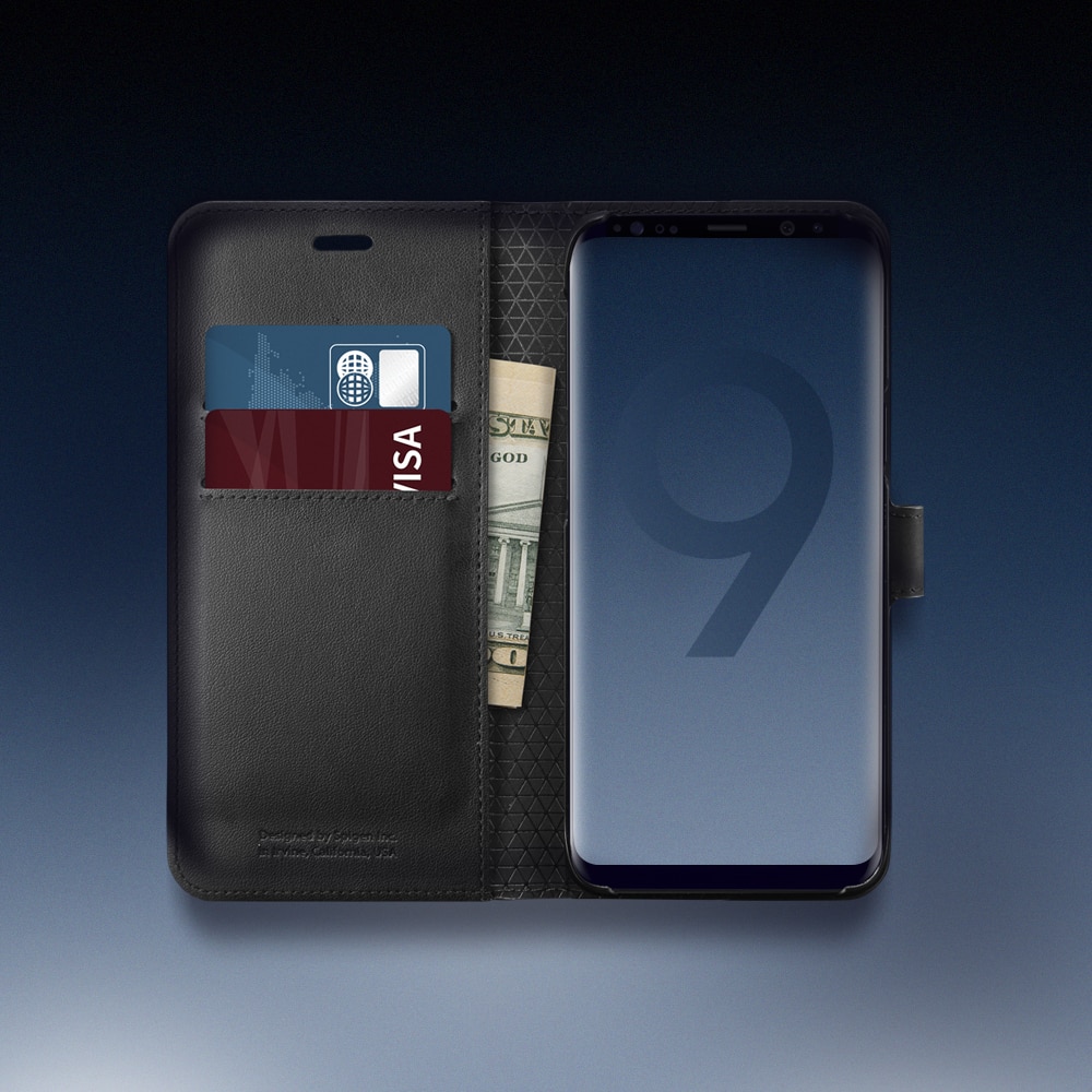 Samsung Galaxy S9 Spigen Original Wallet S Flip Cover Case  - Black