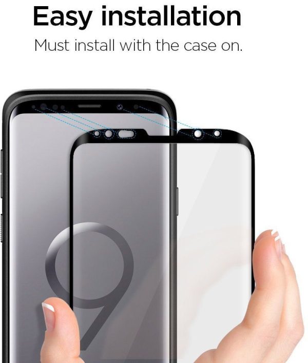 Galaxy S9 Spigen GLASTr Curved Slim Case Friendly Curved Tempered Glass