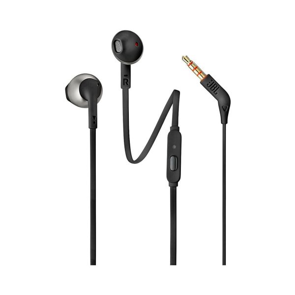 JBL T205 Pure Bass Metal Earbud Headphones with Mic - Black JBL T205 Pure Bass Metal Earbud Headphones with Mic - Black