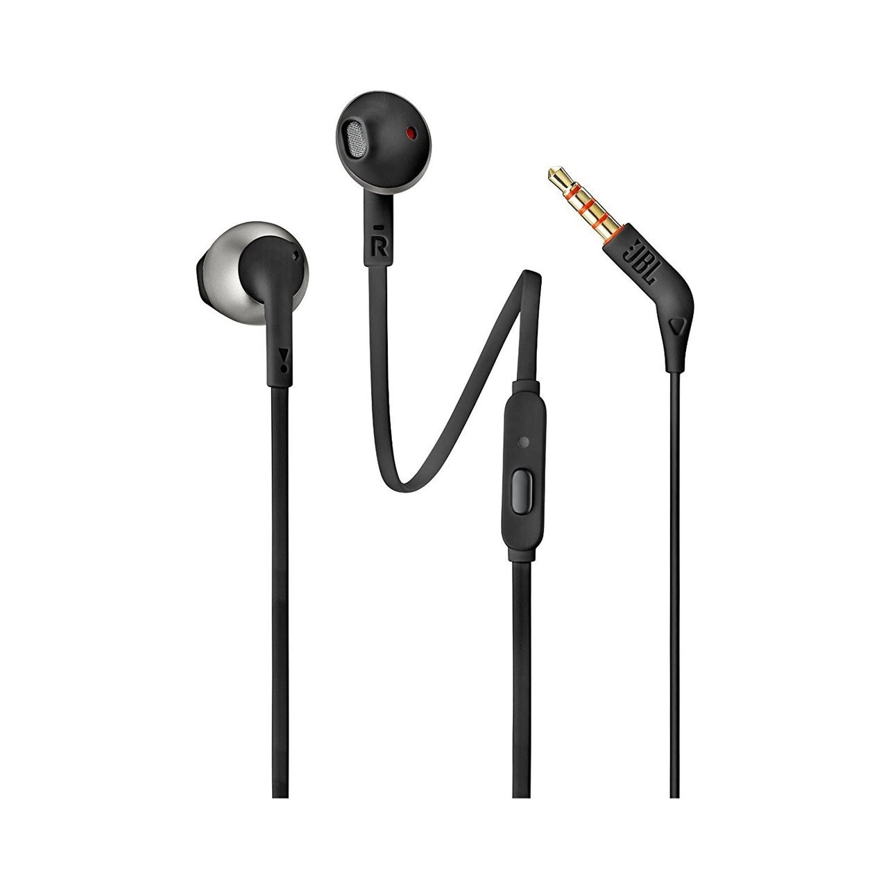 JBL T205 Pure Bass Metal Earbud Headphones with Mic - Black