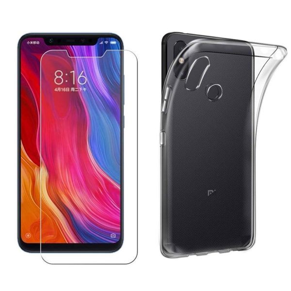 Mi 8 TPU Transparent Case + Tempered glass in 1 pack by iPaky - Transparent Mi 8 TPU Transparent Case + Tempered glass in 1 pack by iPaky - Transparent