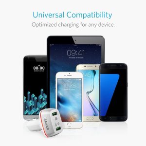 Anker PowerDrive + 2  Car Charger with Quick Charge 3.0 - White ( A2224H21)