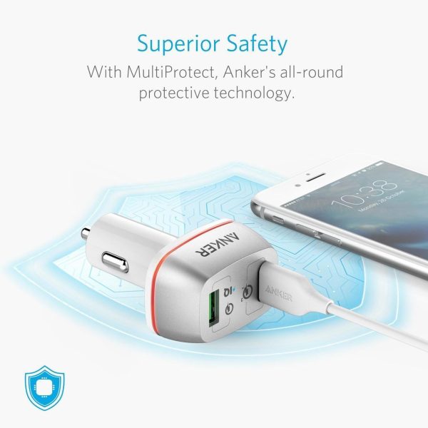 Anker PowerDrive + 2  Car Charger with Quick Charge 3.0 - White ( A2224H21) Anker PowerDrive + 2  Car Charger with Quick Charge 3.0 - White ( A2224H21)