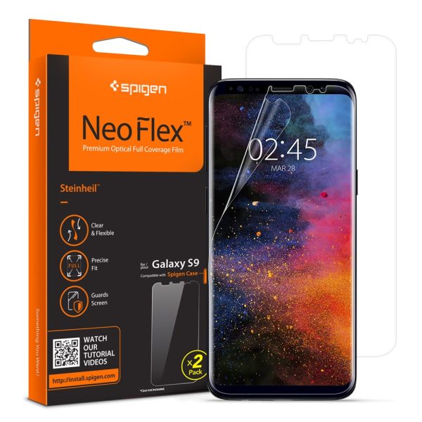 Galaxy S9 Spigen Neo Flex Case Friendly Screen Protector - 2 PACK