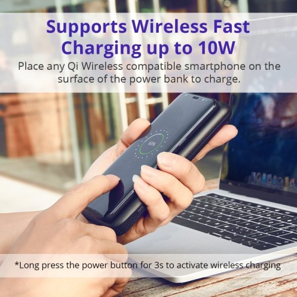 Tronsmart WP01 AirAmp 8000mAh Hybrid Wireless Charging Power Bank - Black