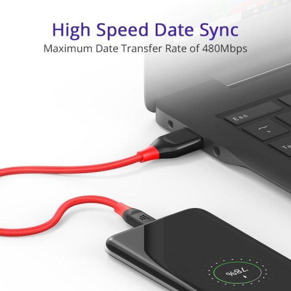 Tronsmart ATC5 Braided Nylon USB-C to USB-A Charging & Syncing Cable  3 Feet x 1 - Red