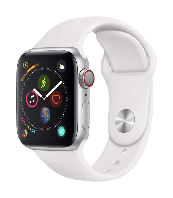 51WhH7Za9RL._SL1024_ Apple Watch Series 4 (GPS + Cellular, 40mm) - Silver Aluminium Case with White Sport Band - Image 1