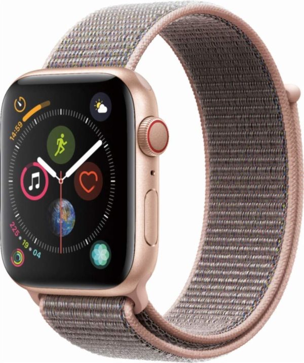 Apple Watch Series 4 GPS + Cellular, 44mm Aluminum Case with Pink Sand Sport Loop - Gold - Image 3