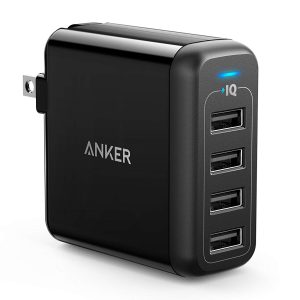 Anker 40W 4-Port USB Wall Charger with Foldable Plug - Black A2142J12 BB
