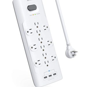 Anker PowerPort Power Strip, 12 Outlets & 3 USB Ports, Surge Protector with 6ft Cord, and PowerIQ - White A27621D1
