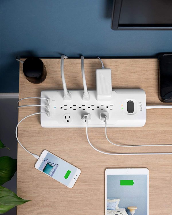Anker PowerPort Power Strip, 12 Outlets & 3 USB Ports, Surge Protector with 6ft Cord, and PowerIQ - White A27621D1 - Image 8