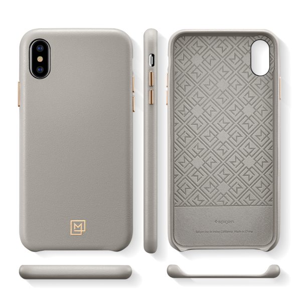 cut3 Spigen iPhone XS/ iPhone X Case La Manon câlin Oatmeal Beige (Leather Case) 063CS25322 - Image 4