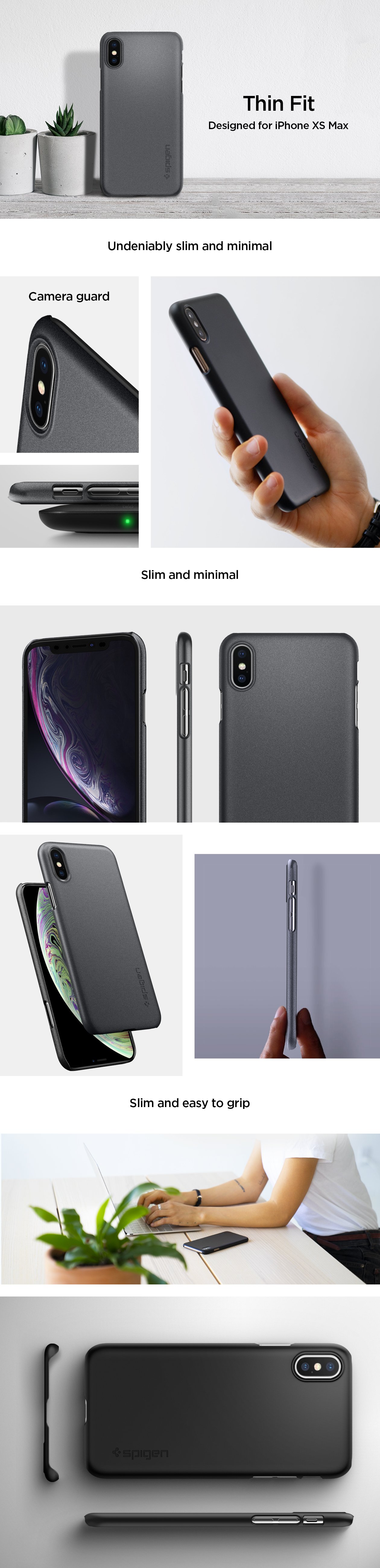 xs max spigen thin fit black