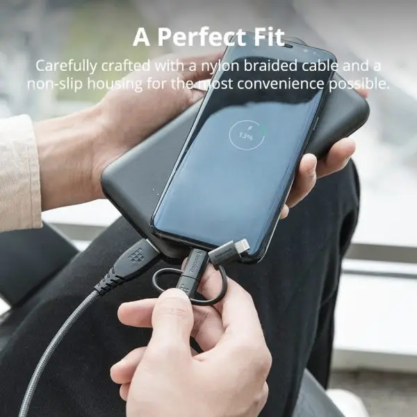 Tronsmart 3 in 1 MFi Certified Lightning - USB Type C - Micro USB Braided Premium Cable - 4 Feet - LAC10 - Image 6