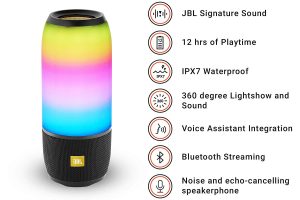 JBL Pulse 3 Wireless Bluetooth IPX7 Waterproof Speaker (Black) - Image 2