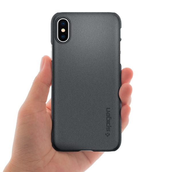 iPhone XS - iPhone X Case Thin Fit Graphite Gray by Spigen 063CS24905 - Image 6