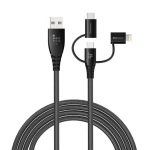 Tronsmart 3 in 1 MFi Certified Lightning - USB Type C - Micro USB Braided Premium Cable - 4 Feet - LAC10