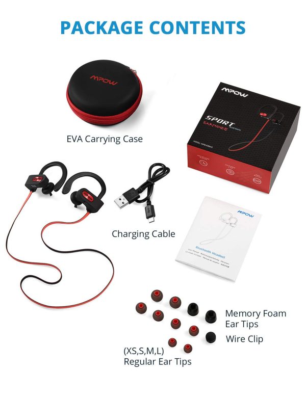 61qQ5amItLL._SL1500_ Flame Bluetooth Earphones Sports Water Resistant by MPOW - Black - Image 2