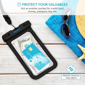 Universal Waterproof Pouch Case by MPOW - 2 PACK (1 Black + 1 White) - Image 6