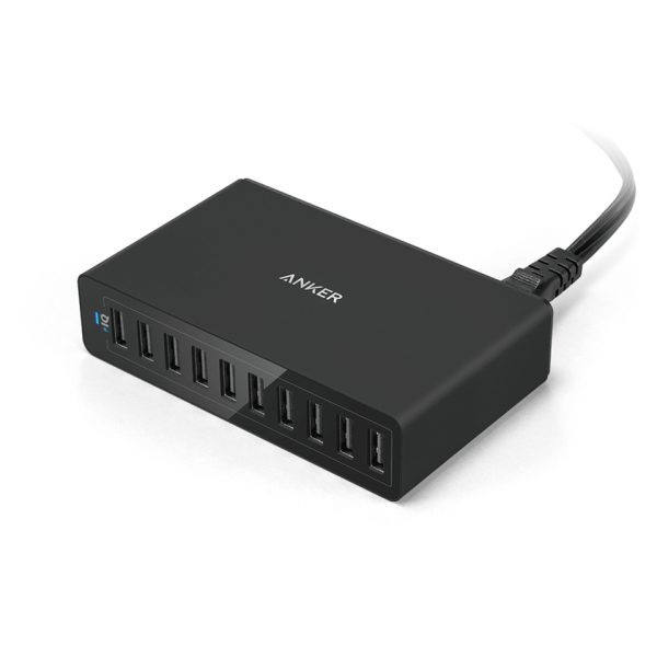 Anker PowerPort 10 -60W 10 Port USB Charger - Black  - A2133J11 - Image 1