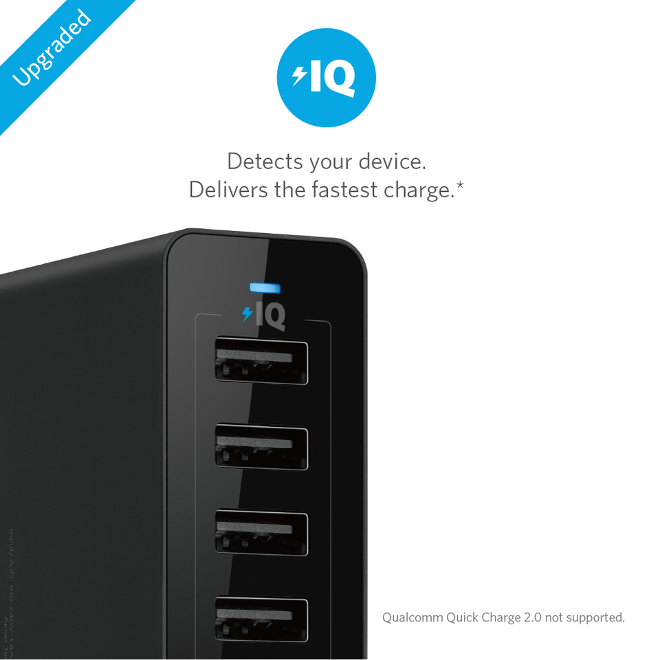 Anker 10 -60W 10 Port USB Charger - Black - A2133J11 - allmytech.pk