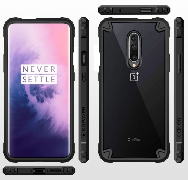 OnePlus 7 Pro Bond X Hybrid Transparent Case by KAPAVER - Black - Image 3