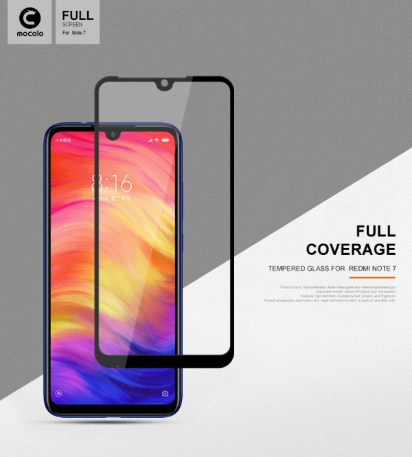 Redmi Note 7 Glass Protector Full Glue Edge to Edge Tempered - Black - Image 2