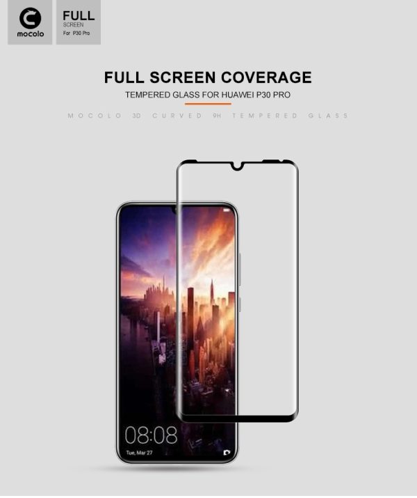 Huawei P30 Pro 3D Glass Protector Full Glue Edge to Edge Tempered - Black - Image 2