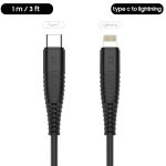 Type C to Lightning Cable by RavPower MFi Certified for Fast Wired Charging - 3 Feet - Black - RP-CB020