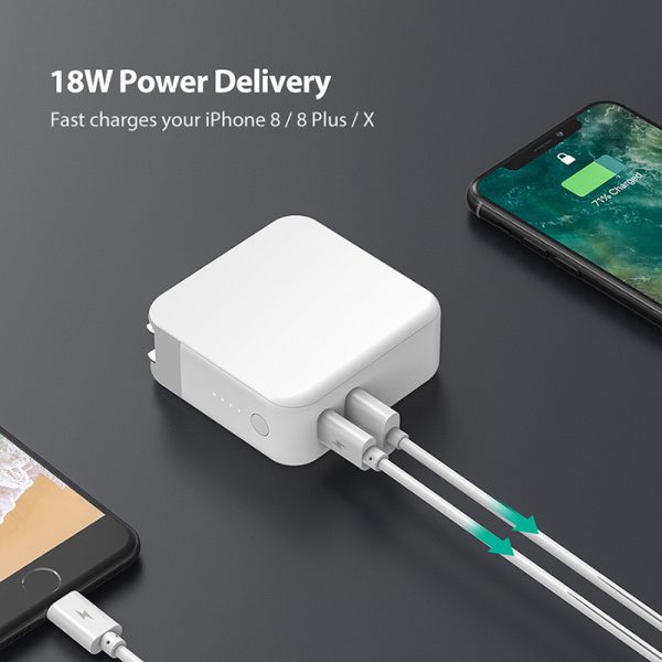4aa046724b RAVPower 2 in 1 Wall & Portable Charger 5000 mAh - US Plug - White - RP-PB101 - Image 2