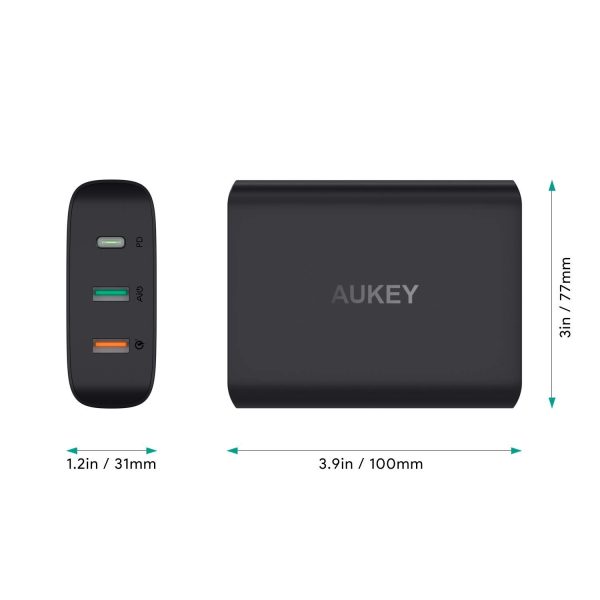 AUKEY USB C Charger, 74.5W 3-Port Wall Charger with 46W Power Delivery 3.0 & Quick Charge 3.0 - PA-Y13 - Image 7