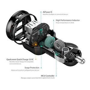 AUKEY Car Charger with Quick Charge 3.0 & 2 USB Ports - CC-T11 - Image 8