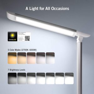 LED Lamp Desk Eye-caring Table Dimmable Office Lamp with USB for Charging by Taotronics - White - TT-DL13 - Image 2