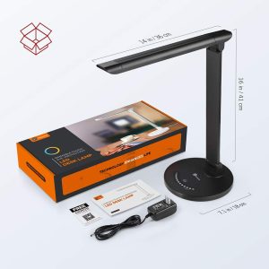LED Desk Lamp Eye-caring Table Dimmable Office Lamp with USB for Charging by Taotronics - Black Wood Grain - TT-DL13 - Image 6