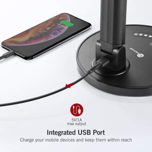 LED Desk Lamp Eye-caring Table Dimmable Office Lamp with USB for Charging by Taotronics - Black Wood Grain - TT-DL13 - Image 7