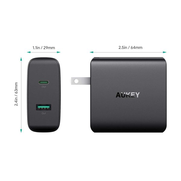 AUKEY USB C Charger with 56.5W Wall Charger, One 46W Power Delivery 3.0 & 5V / 2.1A Ports USB Wall Charger - PA-Y10 - Image 2