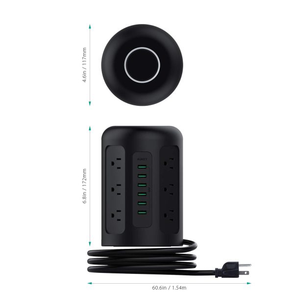 61FP-M1jAdL._SL1500_ AUKEY Power Strip Surge Protector, 6 USB Ports and 12 AC Outlets with 5 Foot Heavy Duty Extension Cord - PA-S14 - Image 3