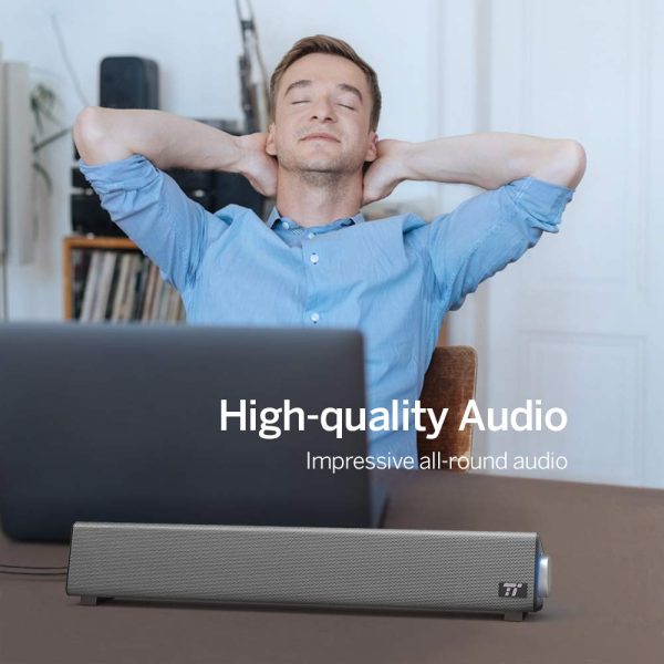 TaoTronics Computer Speakers, Wired Computer Sound Bar, Stereo USB Powered Mini Soundbar Speaker - TT-SK018 - Image 3