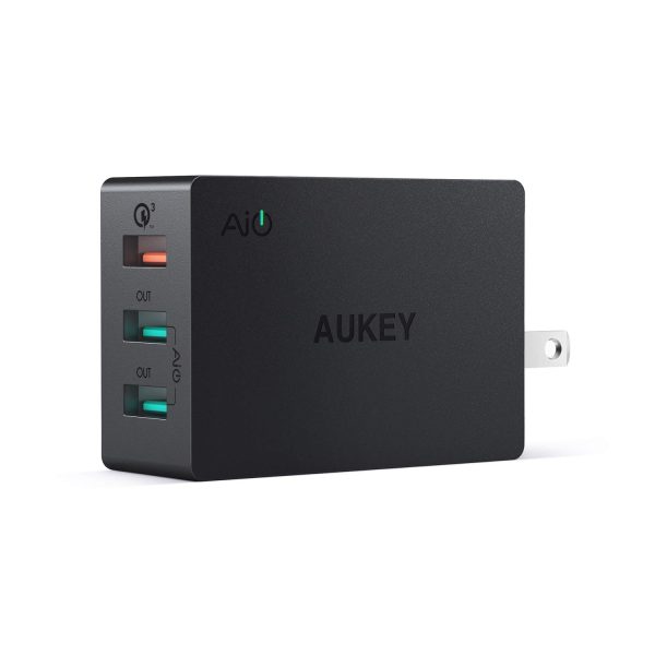 AUKEY 3-Port USB Wall Charger 43.5W with Quick Charge 3.0 & Foldable Plug - PA-T14 - Image 1