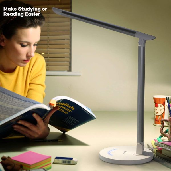 LED Lamp Desk Eye-caring Table Dimmable Office Lamp with USB for Charging by Taotronics - White - TT-DL13 - Image 6