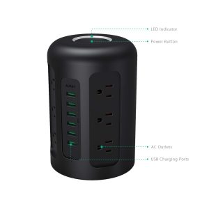 AUKEY Power Strip Surge Protector, 6 USB Ports and 12 AC Outlets with 5 Foot Heavy Duty Extension Cord - PA-S14 - Image 2