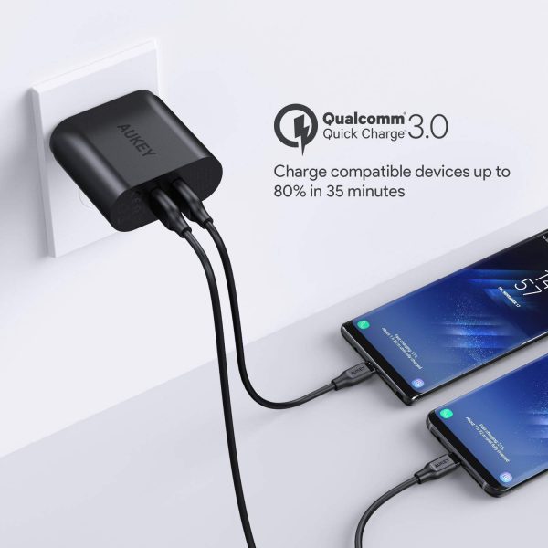 AUKEY Quick Charge 3.0 USB Wall Charger & Dual Ports - PA-T16 - Image 2