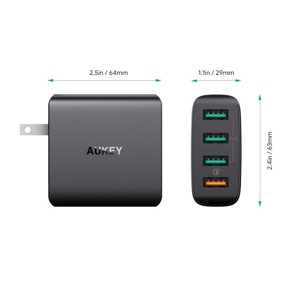 AUKEY Quick Charge 3.0 USB Wall Charger 4 Ports 42W Travel Charger -  PA-T18 - Image 3
