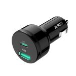 AUKEY Car Charger with Power Delivery, 27W USB-C & 5V/2.4A USB Dual Port Output - CC-Y7