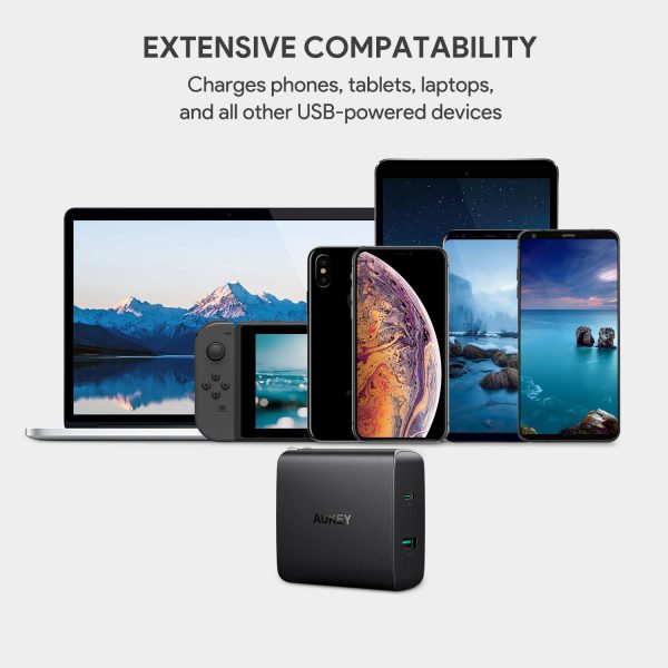 AUKEY USB C Charger with 56.5W Wall Charger, One 46W Power Delivery 3.0 & 5V / 2.1A Ports USB Wall Charger - PA-Y10 - Image 8