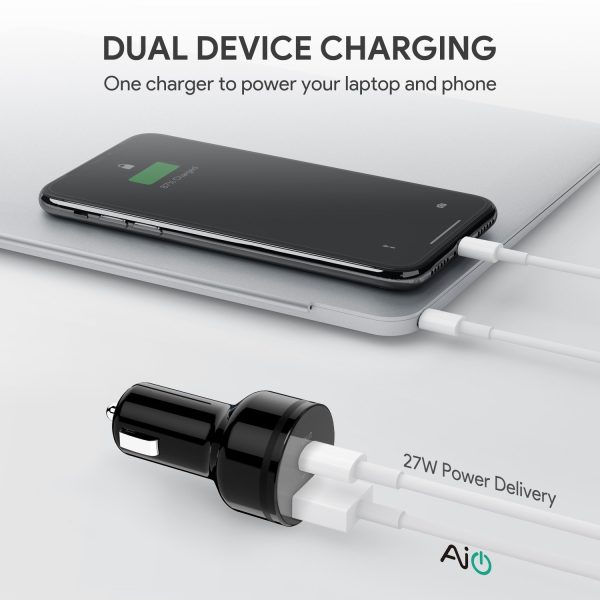 AUKEY Car Charger with Power Delivery, 27W USB-C & 5V/2.4A USB Dual Port Output - CC-Y7 - Image 8