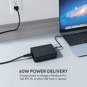 AUKEY USB C Charger with 60W Power Delivery 3.0 & Dual Port USB Charger - PA-Y12 - Image 4
