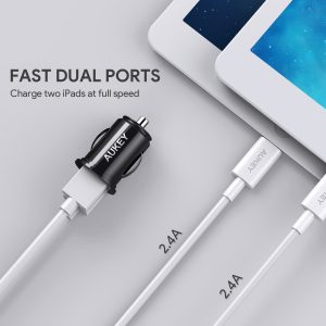 AUKEY Car Charger, Flush Fit Dual Port 24W/4.8A Output - CC-S1 - Image 4