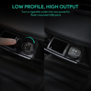 AUKEY Car Charger, Flush Fit Dual Port 24W/4.8A Output - CC-S1 - Image 3